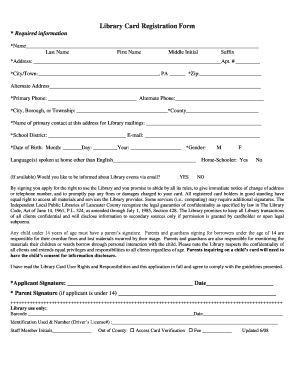 Library Card Registration Form