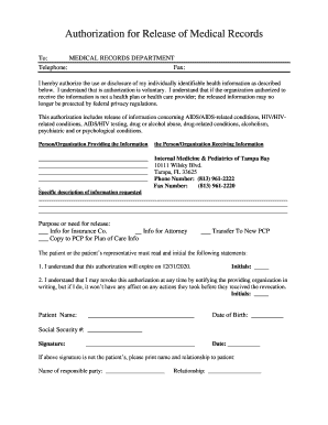 Authorization for Release of Medical Records