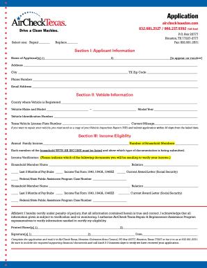 AirCheck Texas Vehicle Repair or Replacement Application
