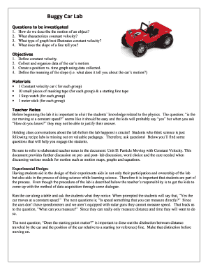 Constant Velocity Lab: Buggy Cars