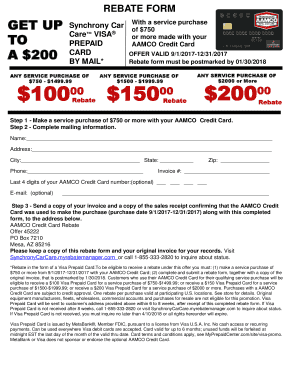 AAMCO Credit Card Rebate Form