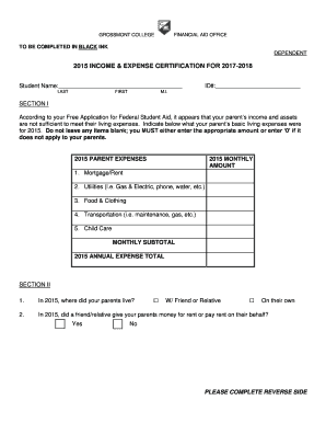 2017-2018 Income and Expense Certification
