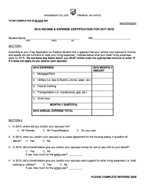 2017-2018 Income and Expense Certification