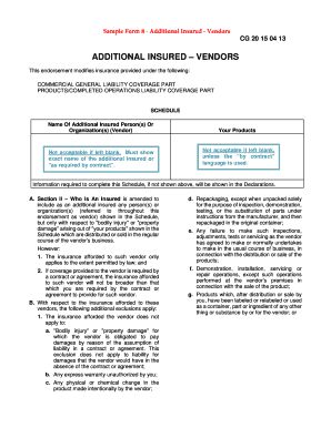 Additional Insured Vendor Endorsement