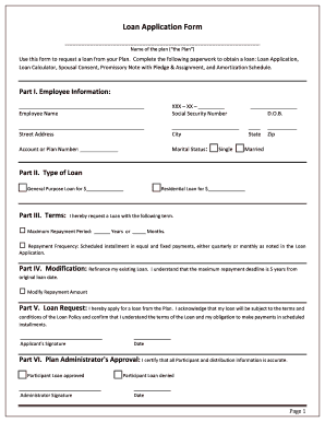 Employee Loan Application Form