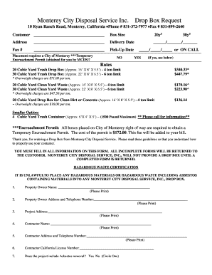 Monterey City Drop Box Request Form