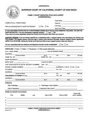 California Family Court Services Data Sheet