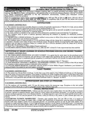 VA Enrollment Certification Form 22-1999