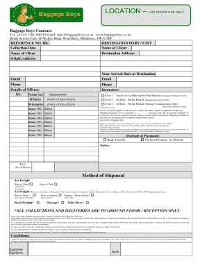 Baggage Boys Shipping Contract