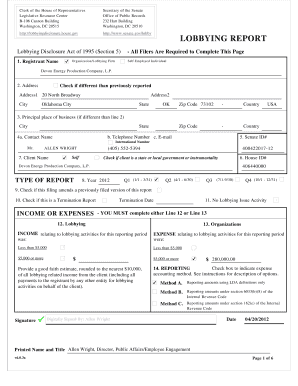 Lobbying Disclosure Report