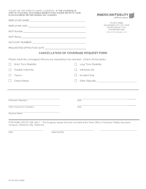 Cancellation of Coverage Request Form