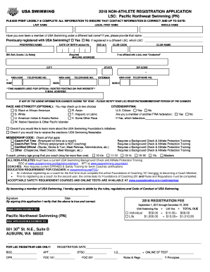 USA Swimming Non-Athlete Registration Application