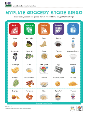 MyPlate Grocery Store Bingo