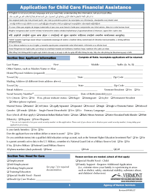Child Care Financial Assistance Application