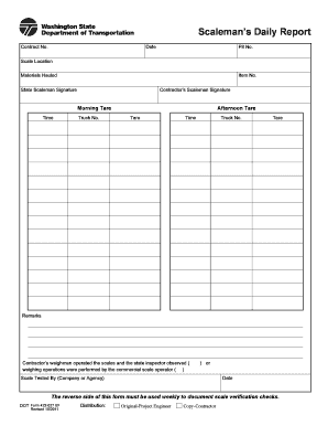 DOT Form 422-027 Daily Scale Report
