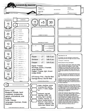 Dungeons & Dragons Character Sheet