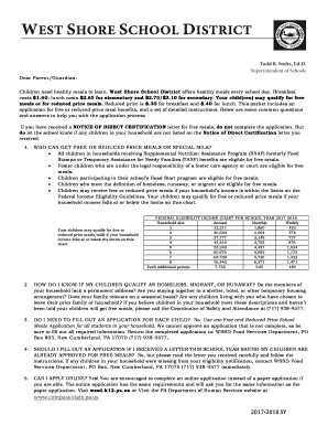 Pennsylvania Free and Reduced Price School Meals Application