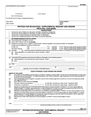 Petition for Revocation Supplemental Request and Orders