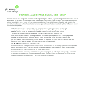 Girl Scouts River Valleys Financial Assistance Application
