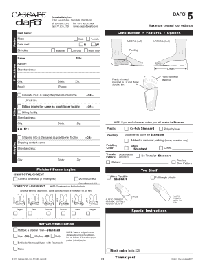 DAFO Foot Orthosis Order Form