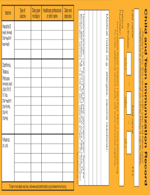 Child and Teen Immunization Record
