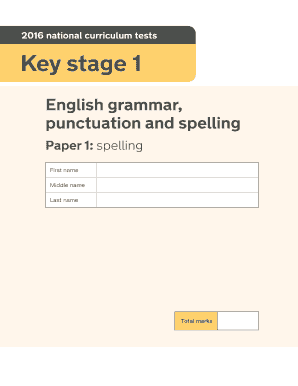 UK Key Stage 1 English Spelling Test