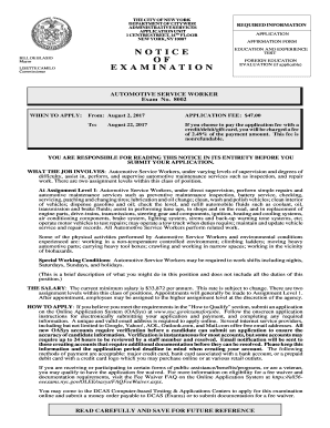New York Automotive Service Worker Application