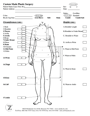 Custom Made Plastic Surgery Circle One Order Form