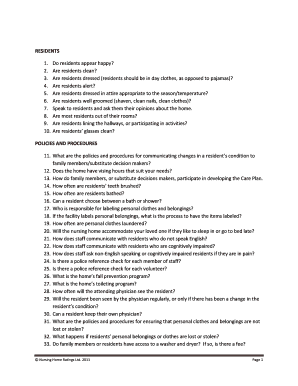Nursing Home Evaluation Checklist
