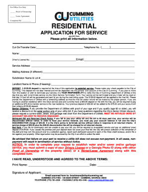 Residential Application for Service