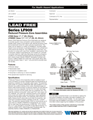 Reduced Pressure Zone Assembly Form