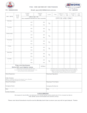 Driver Timesheet Form