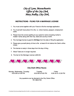 Massachusetts Marriage License Application