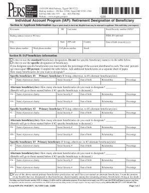 Oregon IAP Retirement Beneficiary Designation Form
