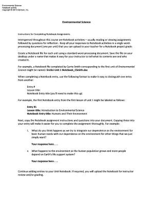 Environmental Science Notebook Activity
