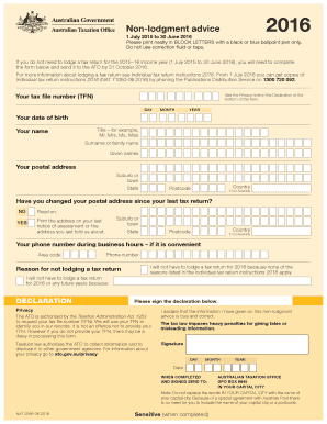 Australian Non-Lodgment Advice Form 2016
