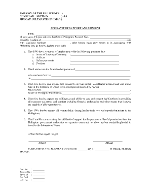Affidavit of Support and Consent