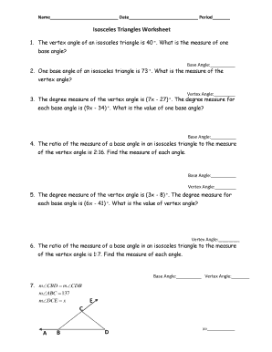 Isosceles Triangles Worksheet