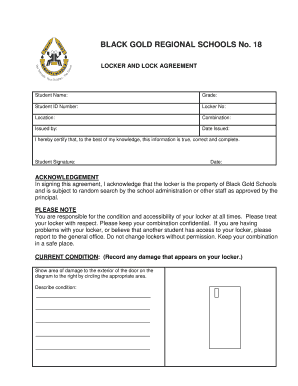 Locker and Lock Agreement