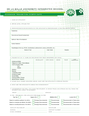 De La Salle University Transition Certificate