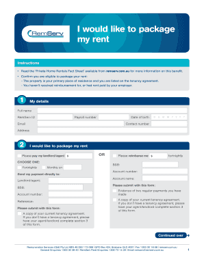 Rent Packaging Form