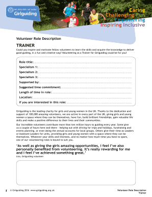 Girlguiding Trainer Role Description