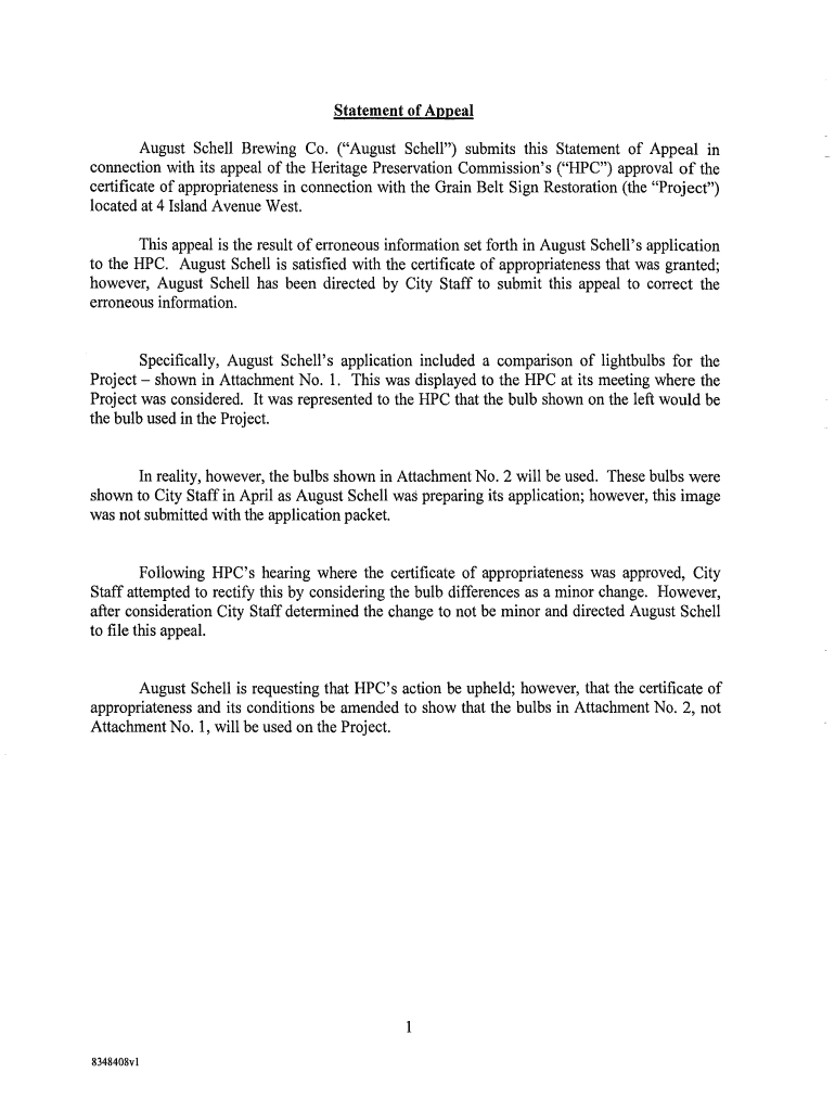 Fillable Online Statement of Appeal Fax Email Print pdfFiller