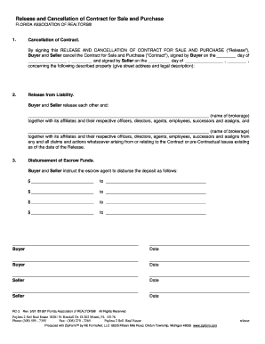 Release and Cancellation of Contract for Sale and Purchase
