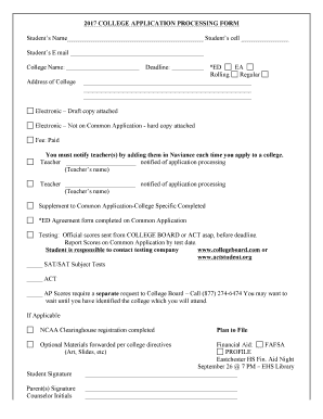 College Application Processing Form