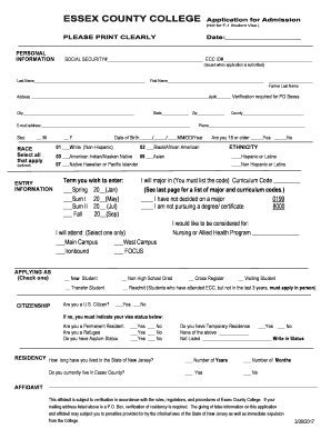 Essex County College Application Form
