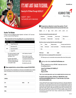 Kumho Tire Fall Rebate 2017