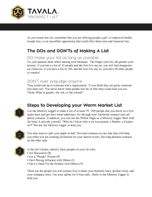 Prospect List Template