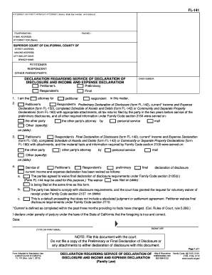 California Disclosure and Income Expense Declaration
