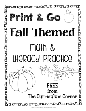 Fall Themed Math and Literacy Practice Book
